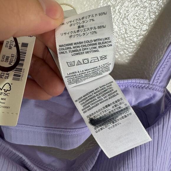 Madewell Ribbed Square Neck Lavender Bikini Top Swimsuit US Women's M New - Picture 5 of 6